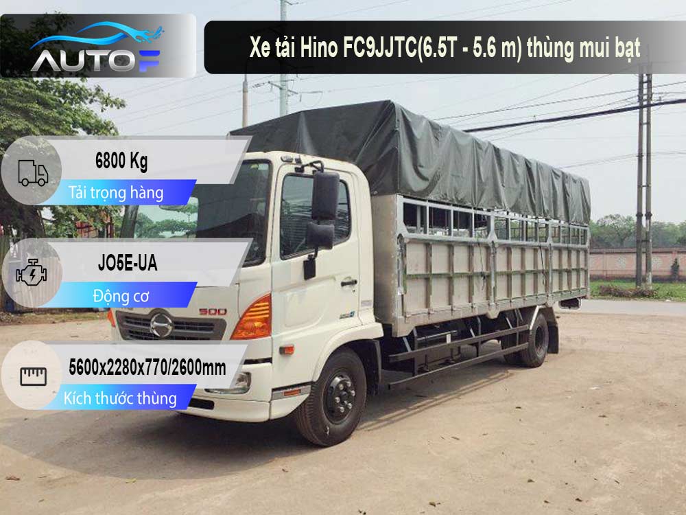 Xe tải Hino FC9JJTC (6.5t - dài 5.6m) thùng mui bạt